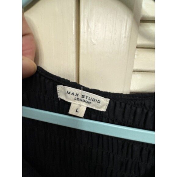 Max Studio Women  Textured Georgette & Velvet Maxi Dress Black Sleeveless L - Picture 4 of 8